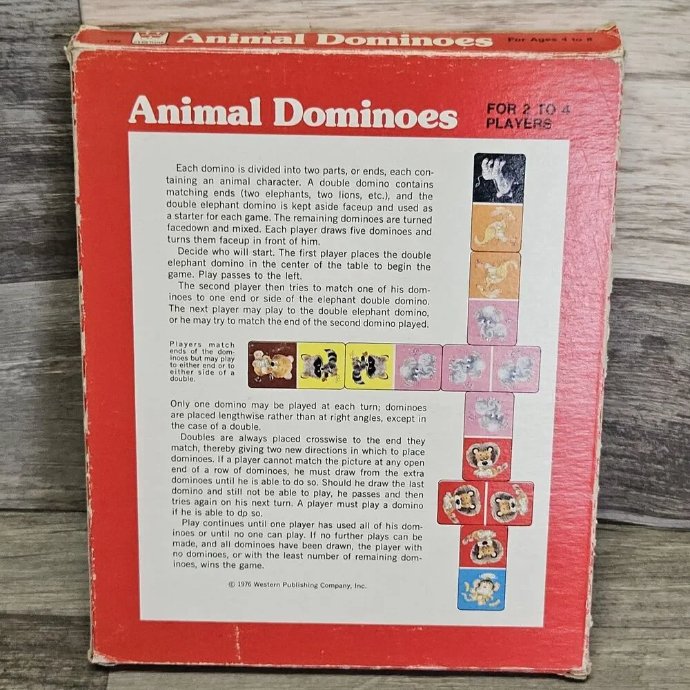 1976 Whitman Animal Dominoes Complete Set w/ Box Vintage Kids Game